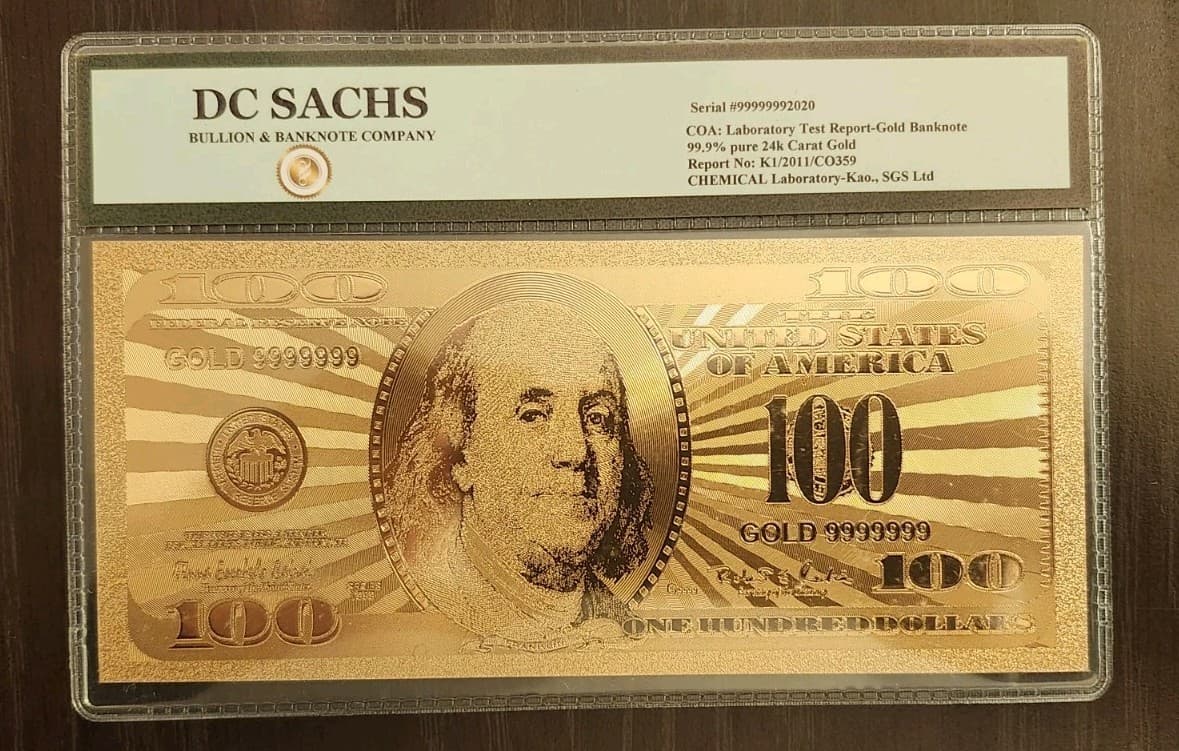 🔥$100 Dollar Bill 24k Carat Gold✨️ With Certificate of Authenticity 🔥