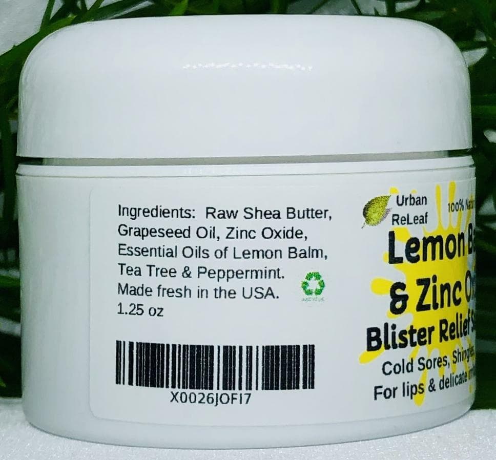 Urban ReLeaf Lemon Balm Zinc Oxide Blister Relief Salve! Cold Sore Shingles Pox 5