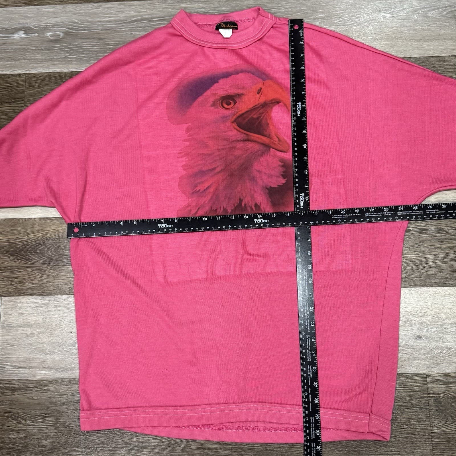 Rare Vtg It’s A Dickenson Top Women’s OSFA Pink Eagle Batwing Sleeves VGC! 2