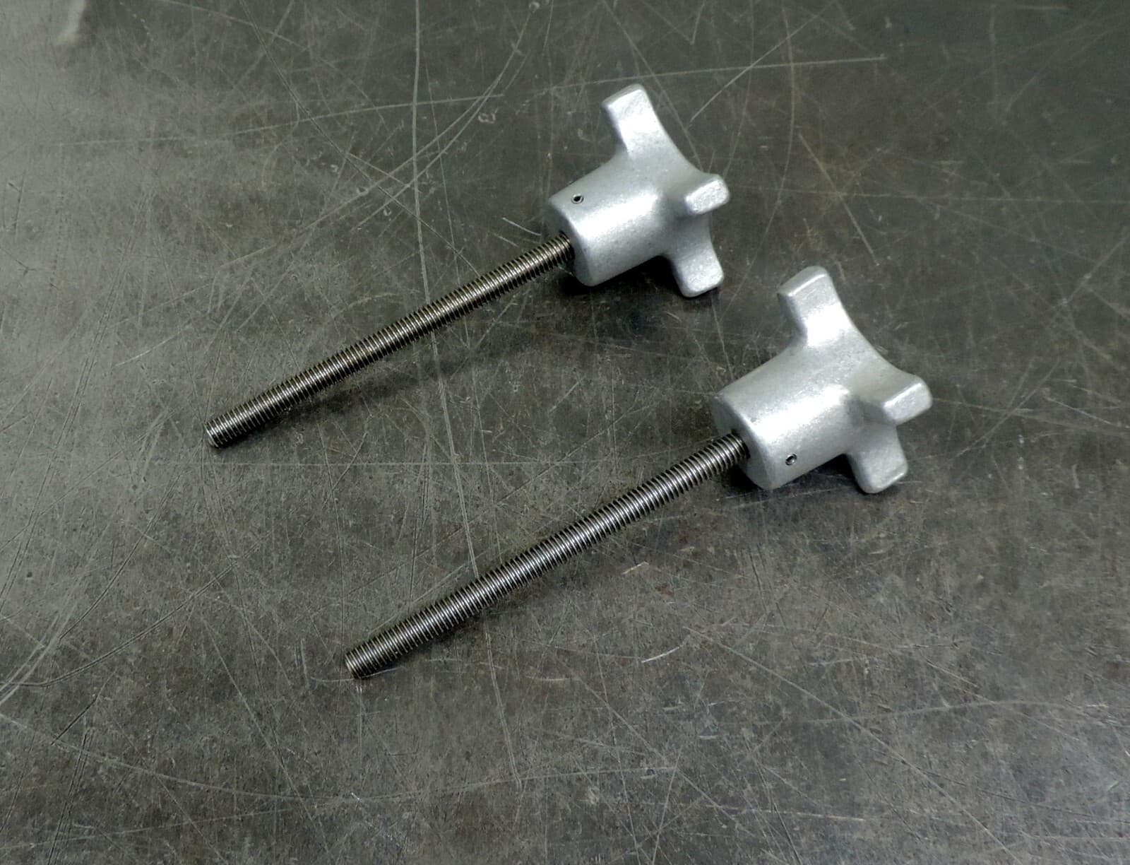 Hand Knob Handle Aluminum with 5/16" SAE Threaded Shaft Lot of (2) Two 5