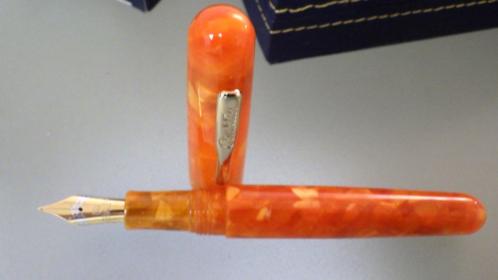 Conklin ALL AMERICAN Fountain Pen w/ BEXLEY 14K Gold Nib in Box *Sunburst Orange 3