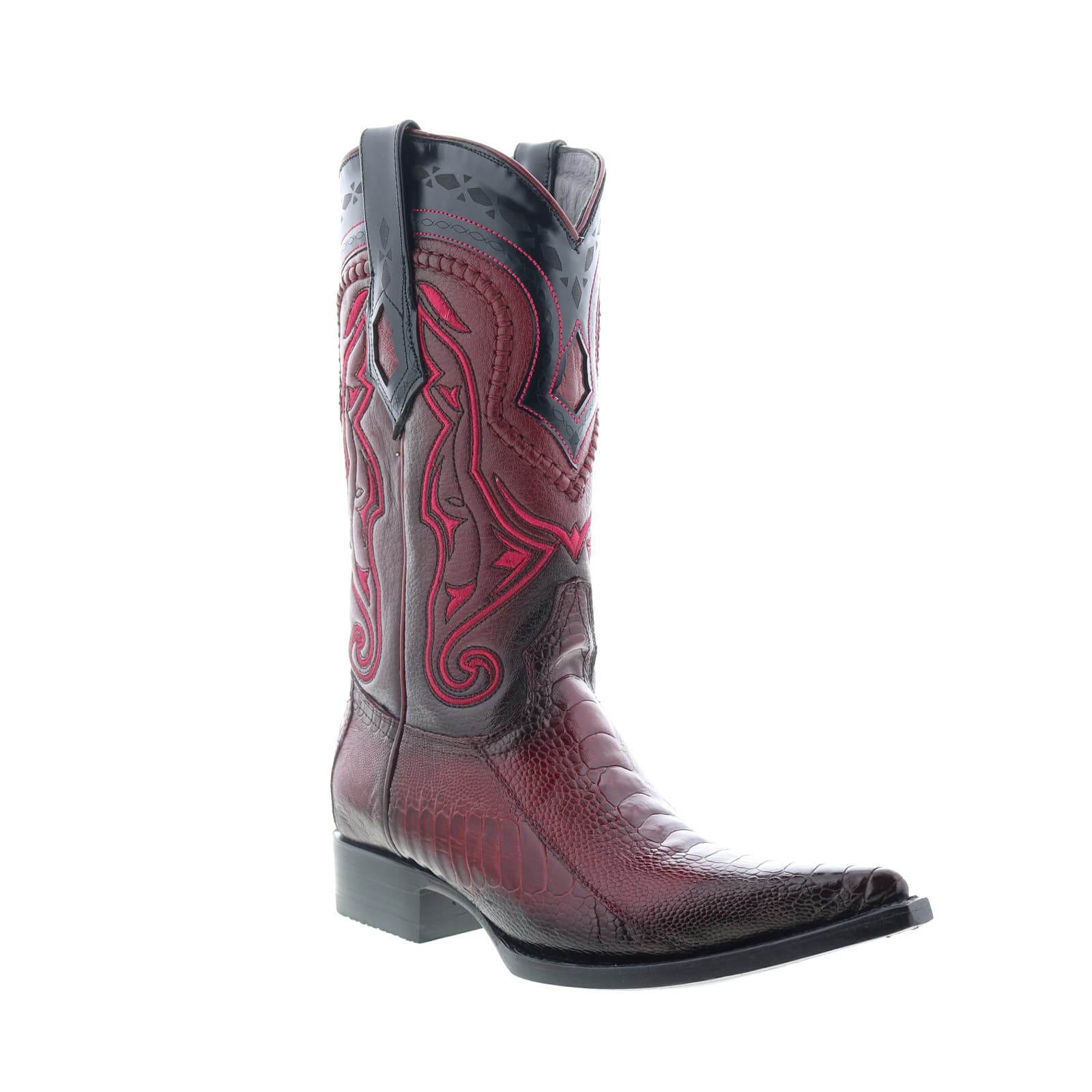 Los Altos 3X Toe Ostrich Leg Mens Burgundy Wide Cowboy Western Boots 2