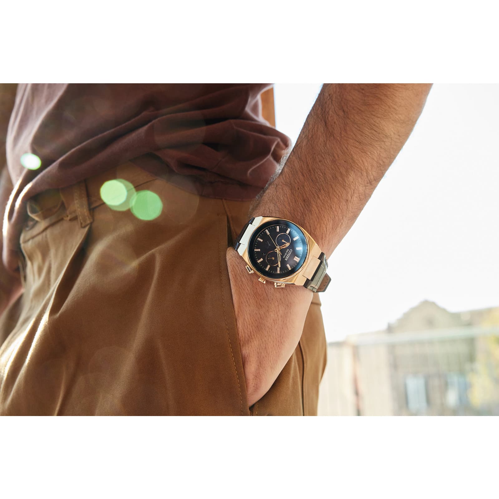 Citizen Men's Quartz Chronograph Luminous Brown Leather Watch 43 MM CA4583-01E 6