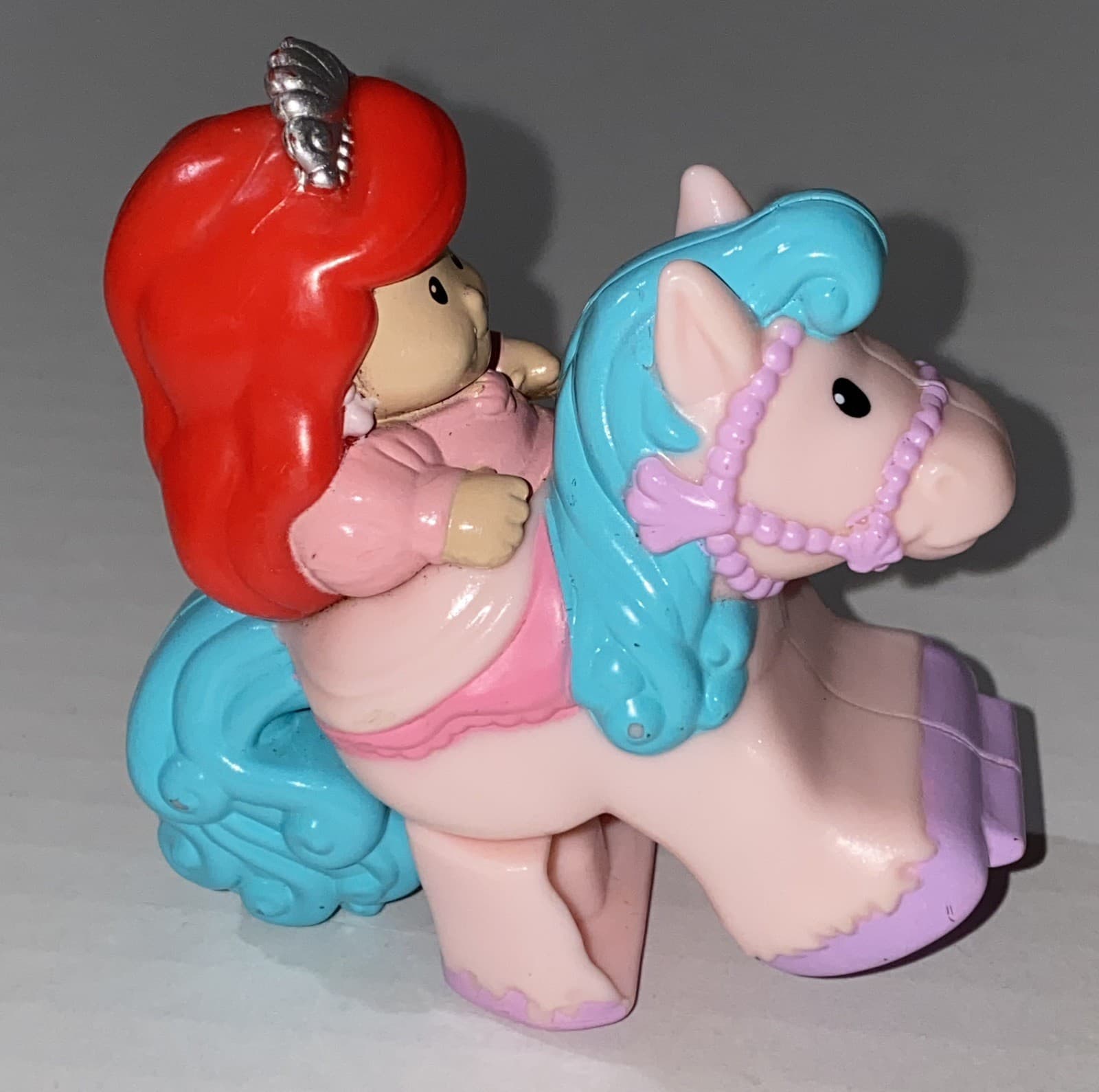FISHER PRICE Little People Disney Princess Ariel On Pink Klip Klop Horse 5