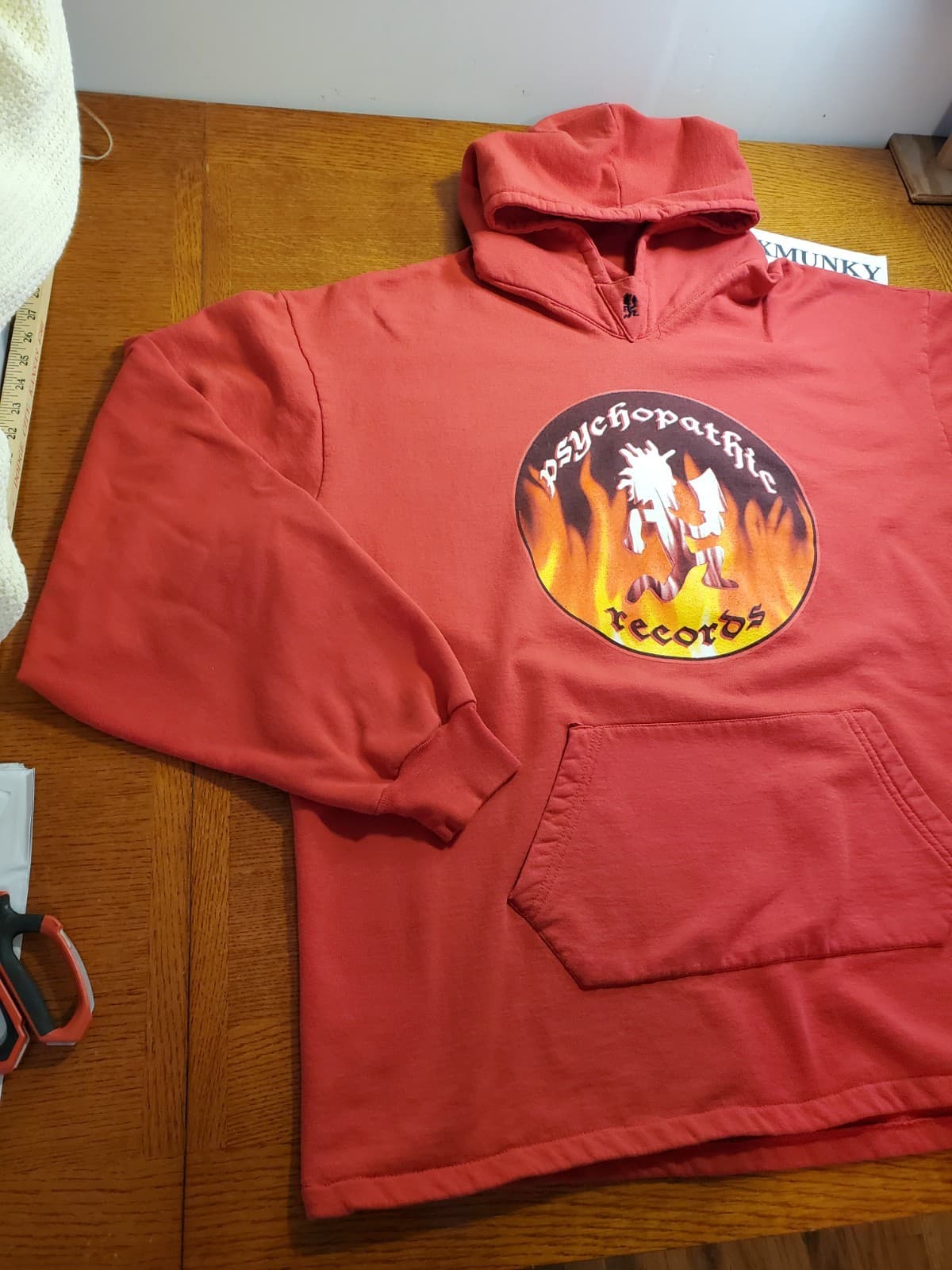 Vtg Psychopathic Records Insane Clown Posse Hoodie XXXL Hatchetman Red Flames 3
