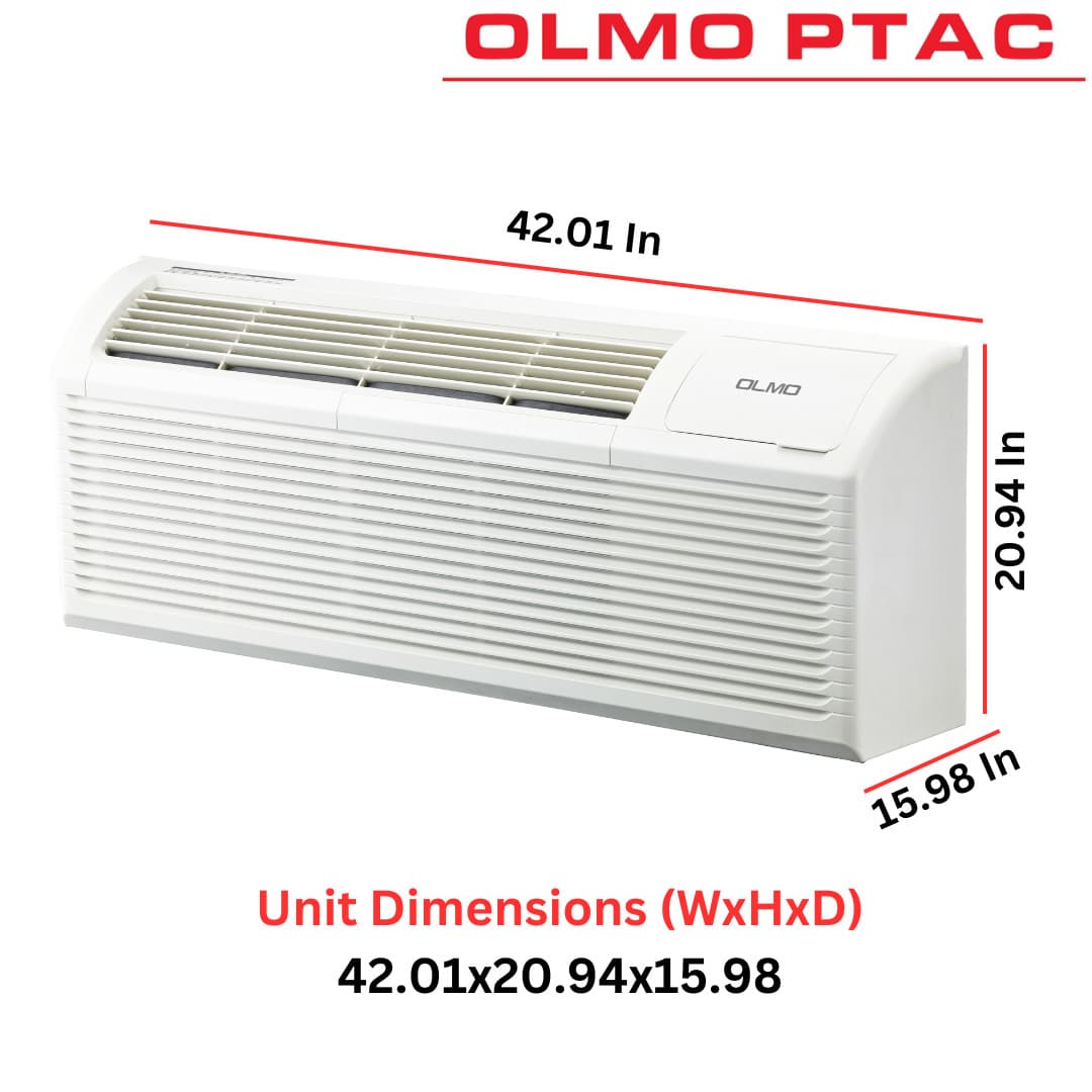 OLMO 12000 BTU Smart PTAC AC/Heat 230V Through Wall Remote Control Sleeve Grill 3