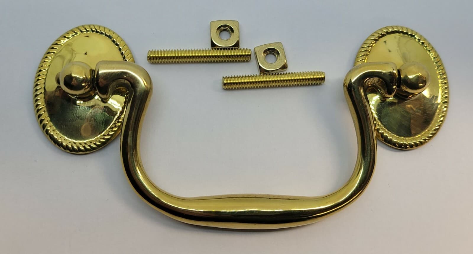 Oval Rosette Rope Pattern back plate Bail Pull handle mid century modern antique 3