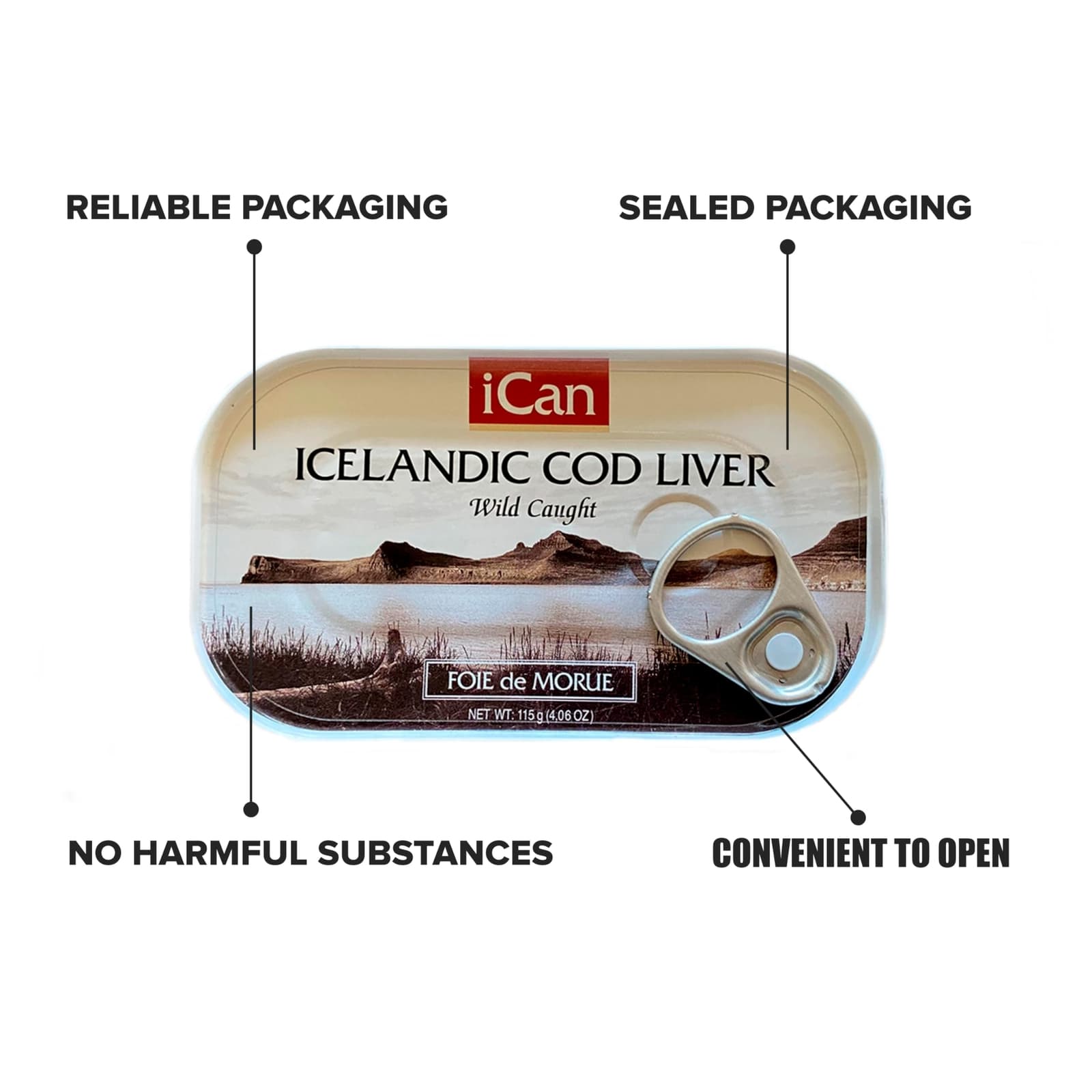 Icelandic Cod Liver Wild Caught (Foie de Morue) Slice 4oz. (PACK OF 12 CANS) 4
