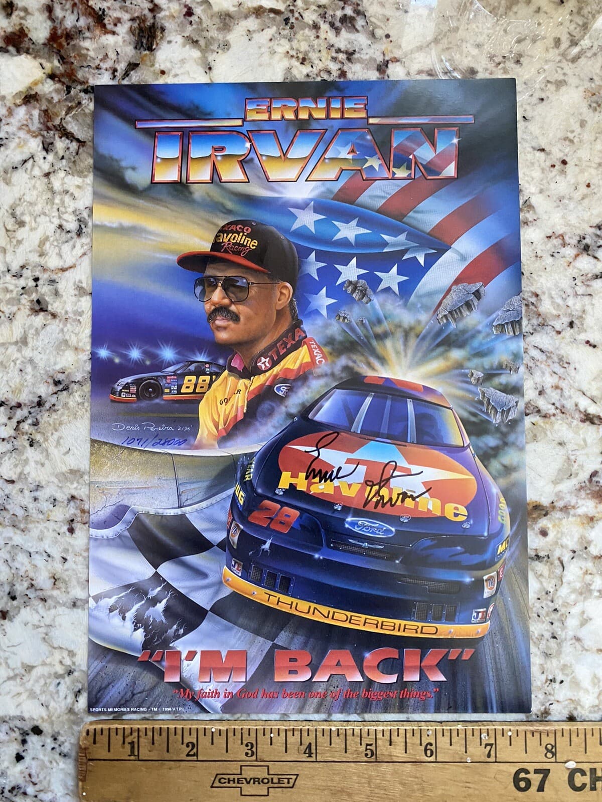 Ernie Irvan AUTOGRAPHED “I’m Back” NASCAR Print By Denis Pereira #28 #88 3