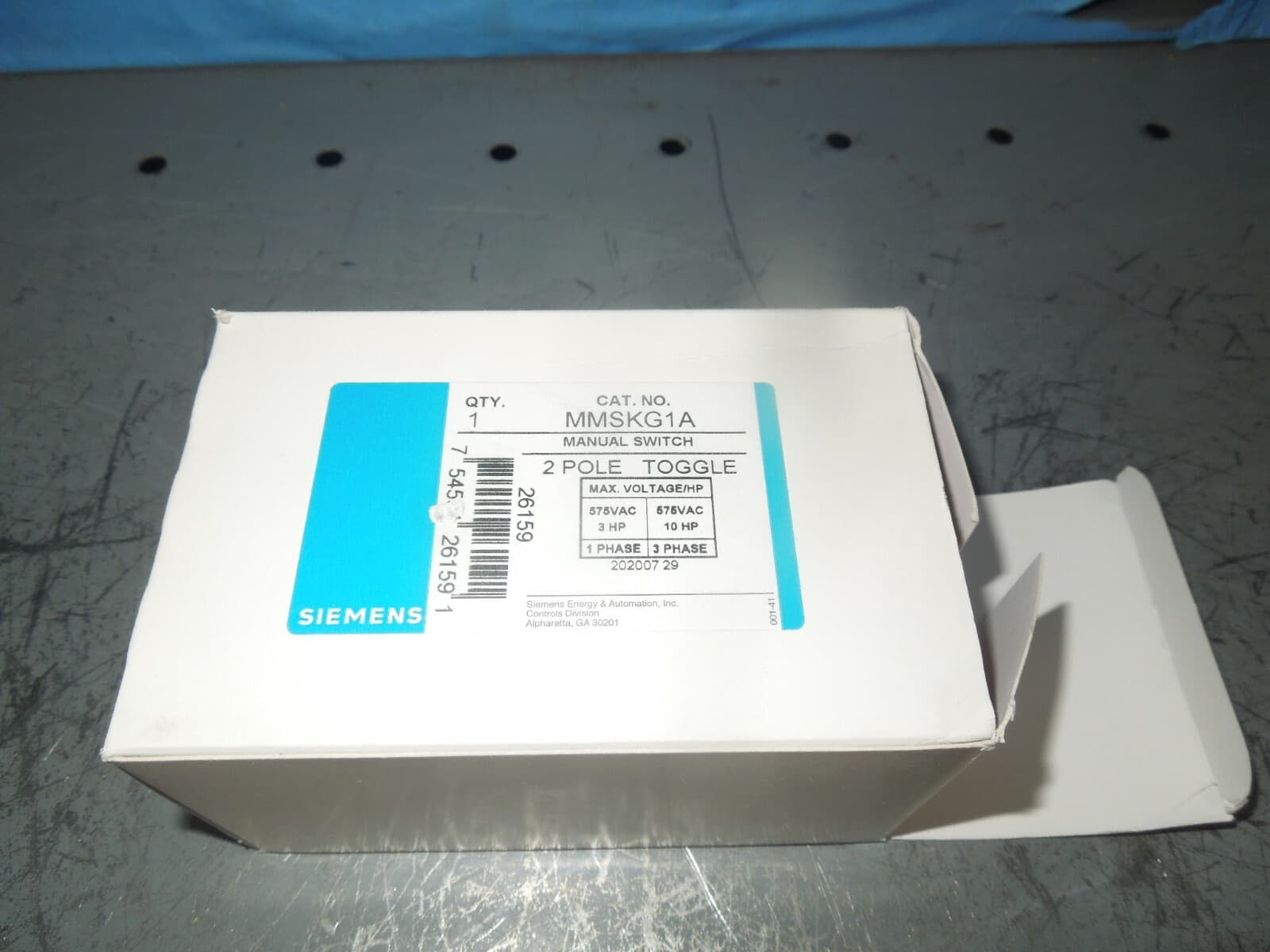 Siemens MMSKG1A Manual Motor Control Switch 2 Pole Toggle 3hp 1ph 10hp 3ph 575V 2