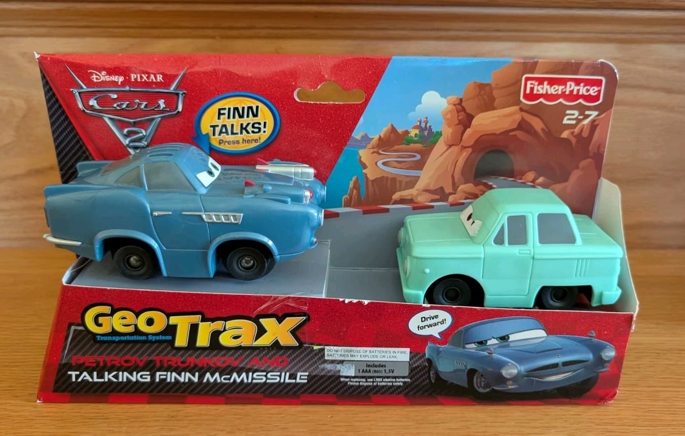 Geotrax Disney Pixar Cars 2 Talking FINN McMissle & Petrov Trunkov Vehicles New