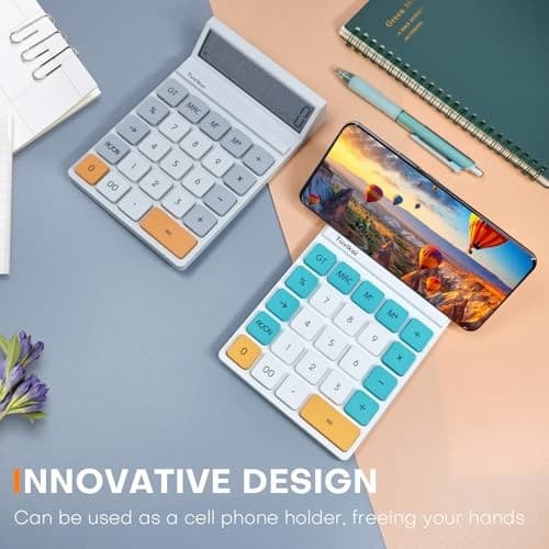 12-Digit LCD Desktop Calculator - Portable Handheld Basic Office Gray 4