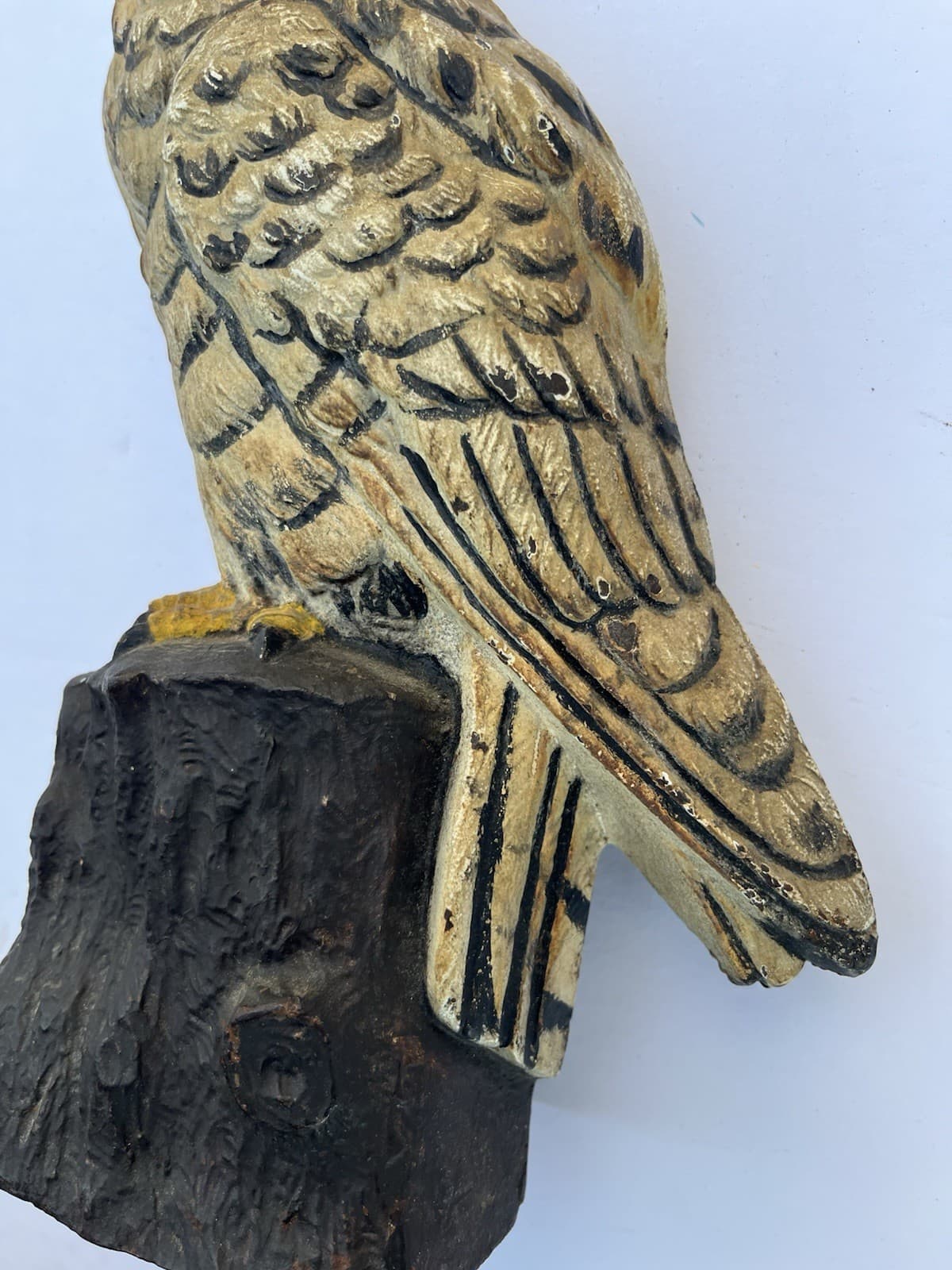 Antique Judd & Co Cast Iron Snowy Owl On Stump Doorstop 3