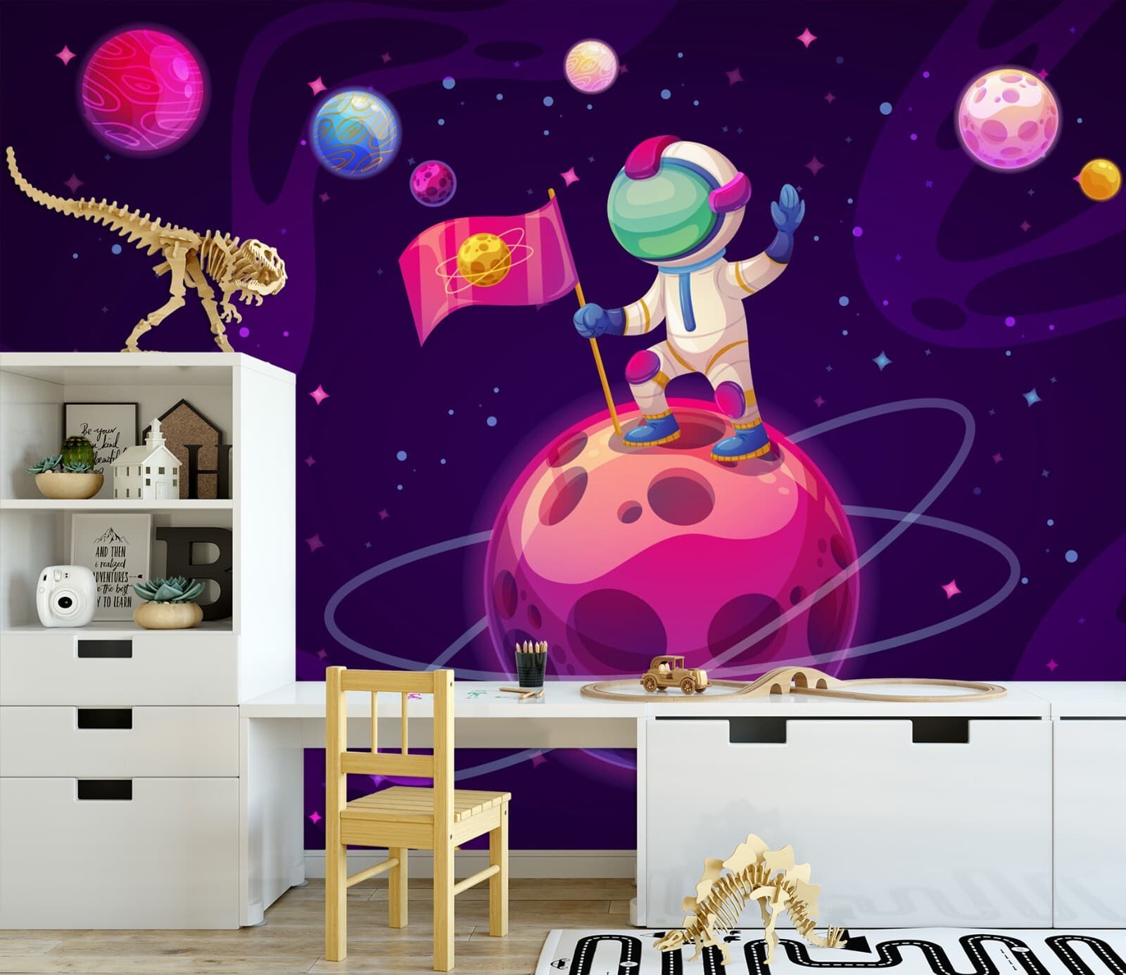 3D Cartoon Astronaut G6990 Wallpaper Wall Murals Removable Self-adhesive Erin 2