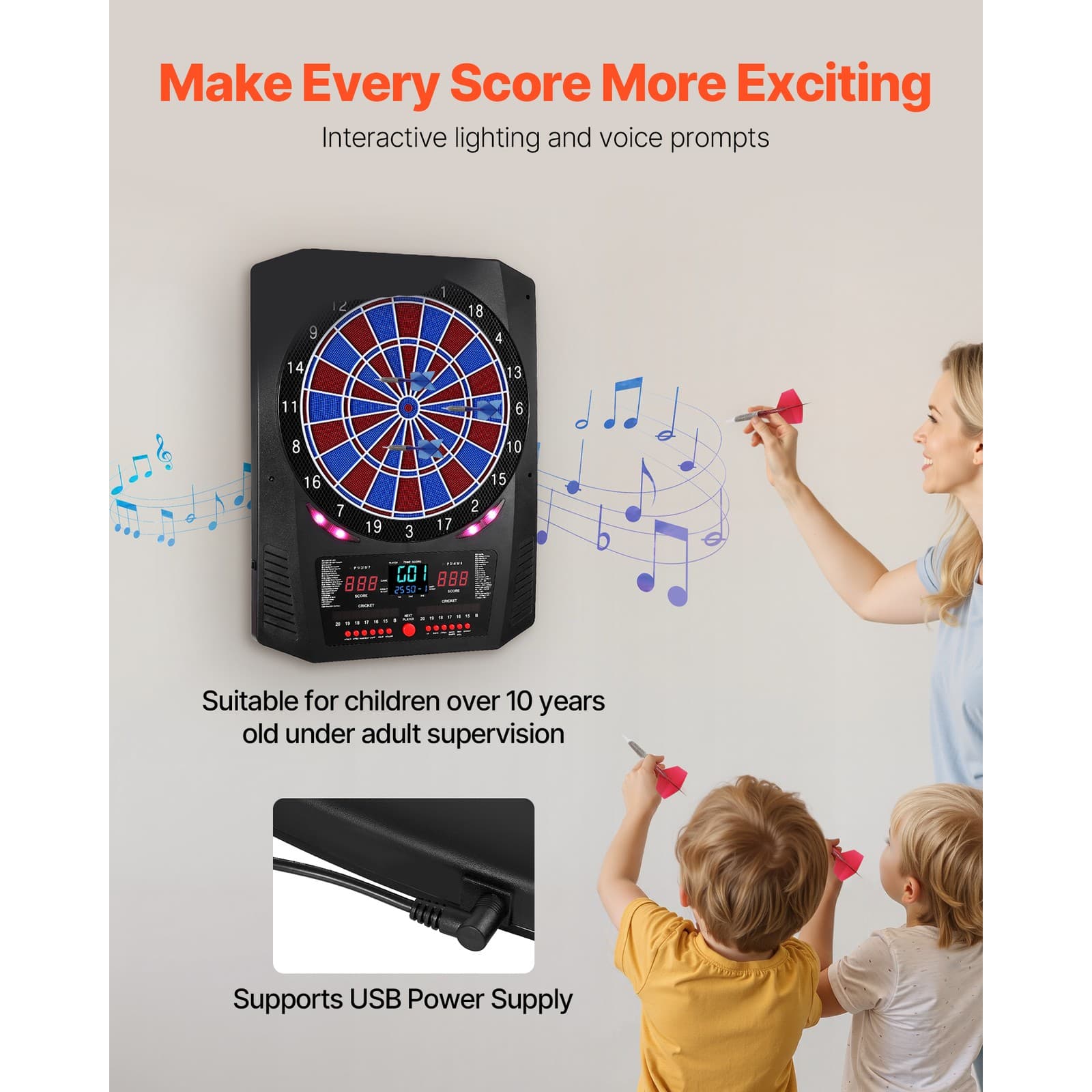 Uimoso Electronic Dartboard with 13.5" Target, 45 Games & 474 Play Options 6
