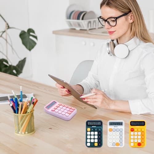  Desktop Calculator 12 Digit Mechanical Switch Calculator with Large LCD Green 3