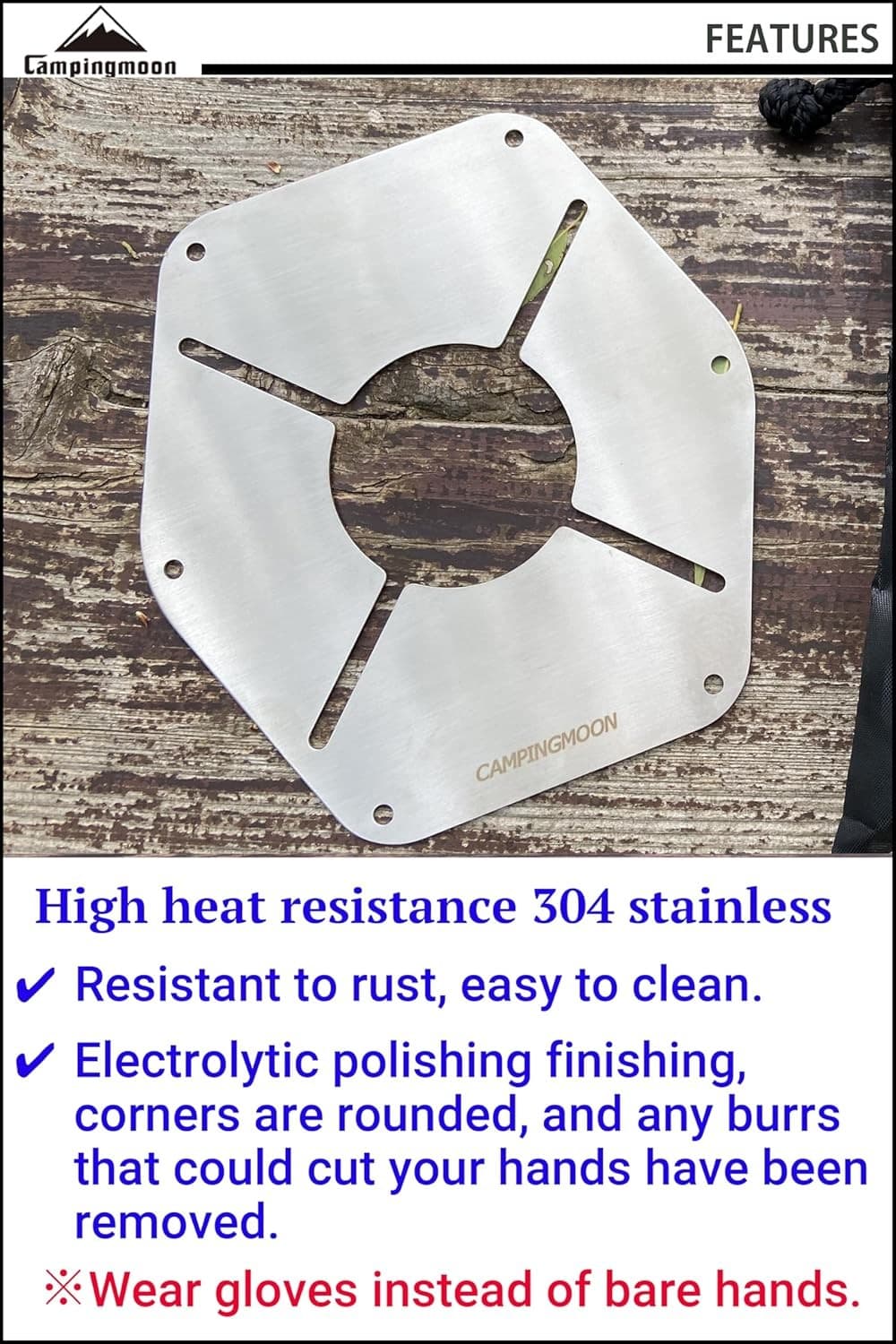 camping moon Heat Shield Plate for Regulator Stove ST-310 Small, silver  4