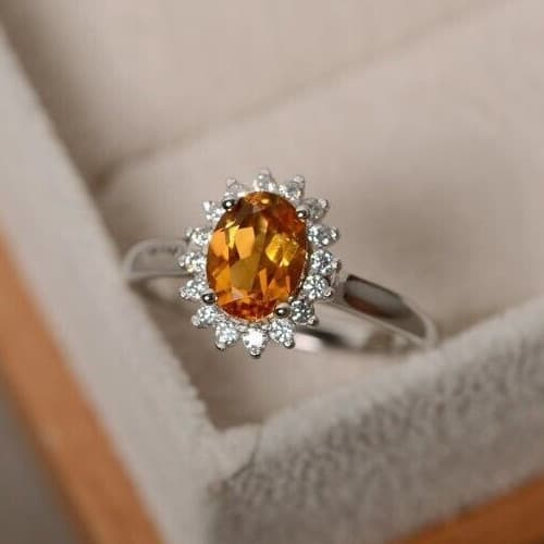 4.00 Ct Certified Oval Shape Natural Orange Diamond Ring VVS1 White Gold Finish 5