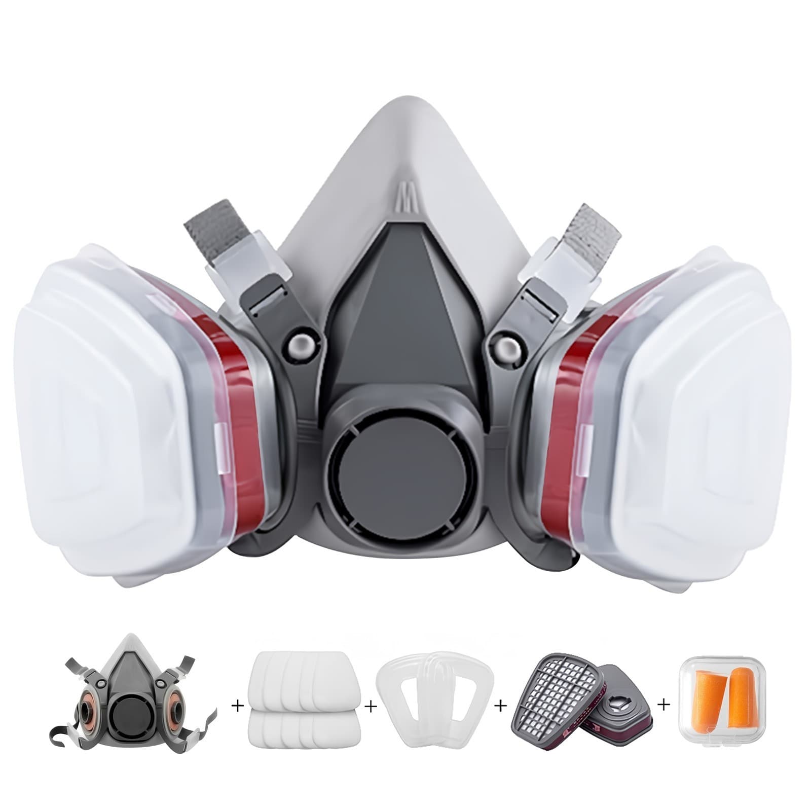 7in1 Half Face Gas Mask Facepiece Chemical Spray Painting Safety 6200 Respirator