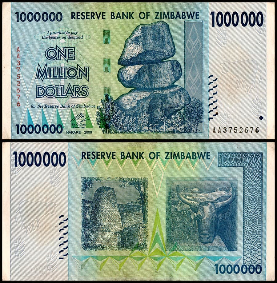 Zimbabwe 1 Million Dollars, 2008, P-77, Used