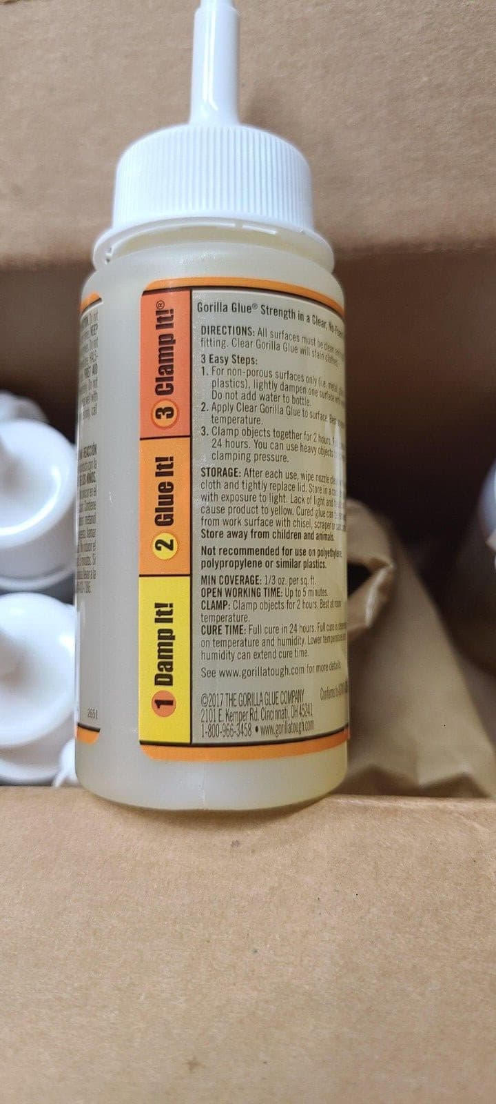 (2) Gorilla Glue 3.75 fl. oz Bottles Water Resistant Clear Gorilla Glue NO FOAM! 4