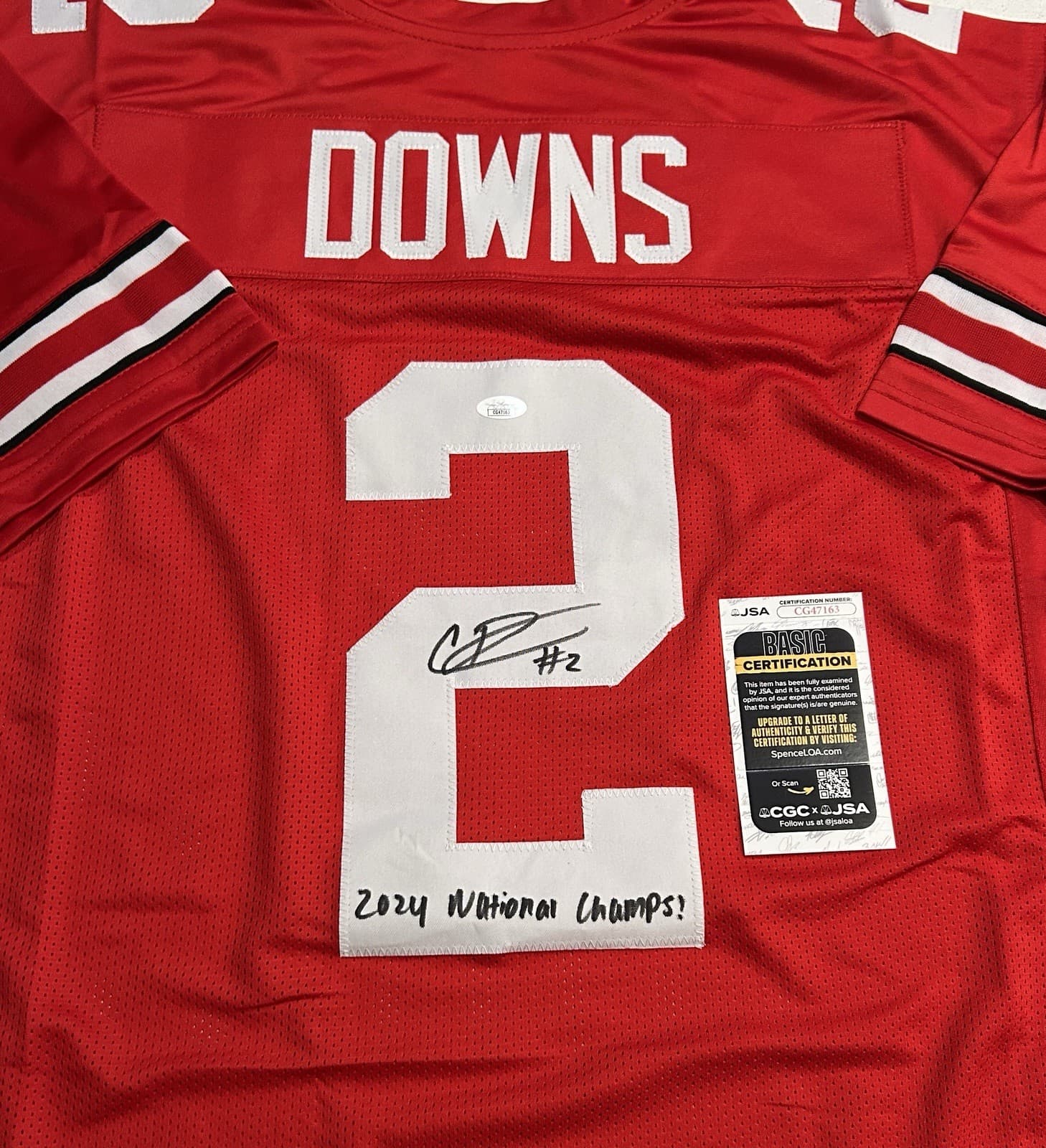 Caleb Downs Autographed Signed Custom Ohio State Jersey JSA Cert National Champs 2