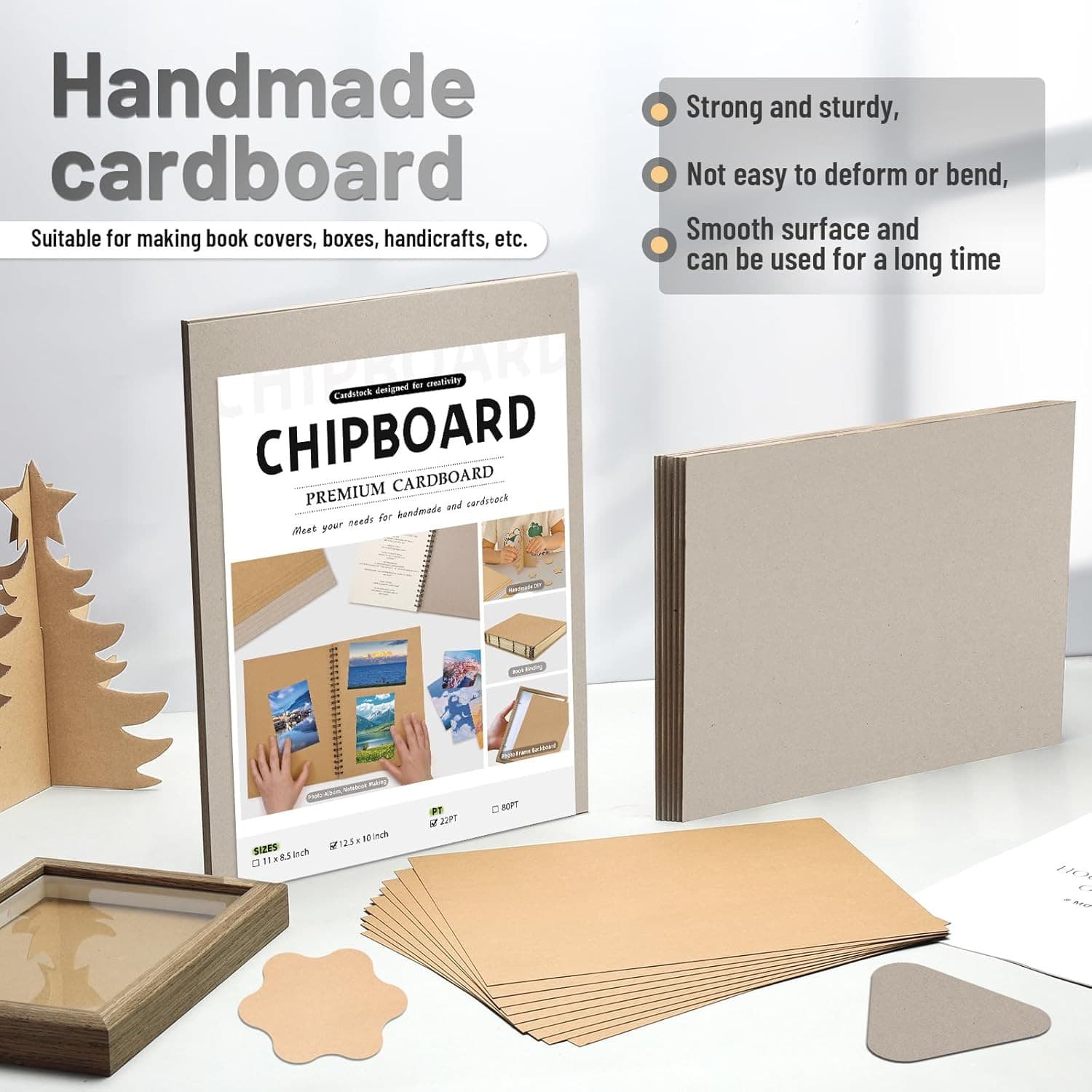 10 Chipboard Sheets 8.5 X 11", 22Pt  Board for Bookbinding, Cardboard for Crafts 6