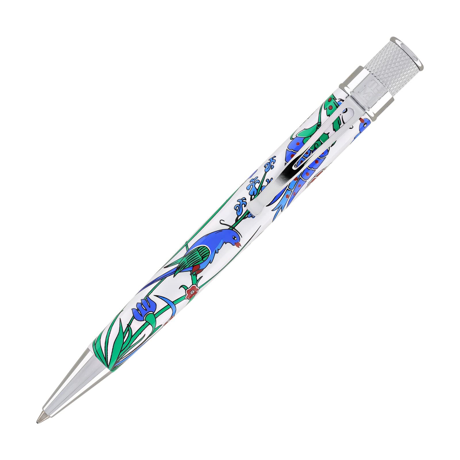 Retro 51 Tornado Metropolitan Rollerball in Iznik Garden Blue Birds & Flowers