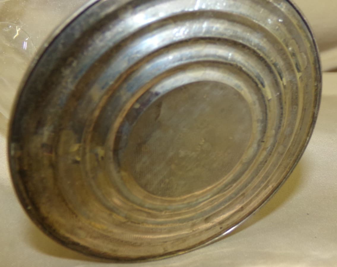 Vintage NEWPORT GORHAM Sterling Silver & Etched Glass Sauce Boat Goblet Beaker 5