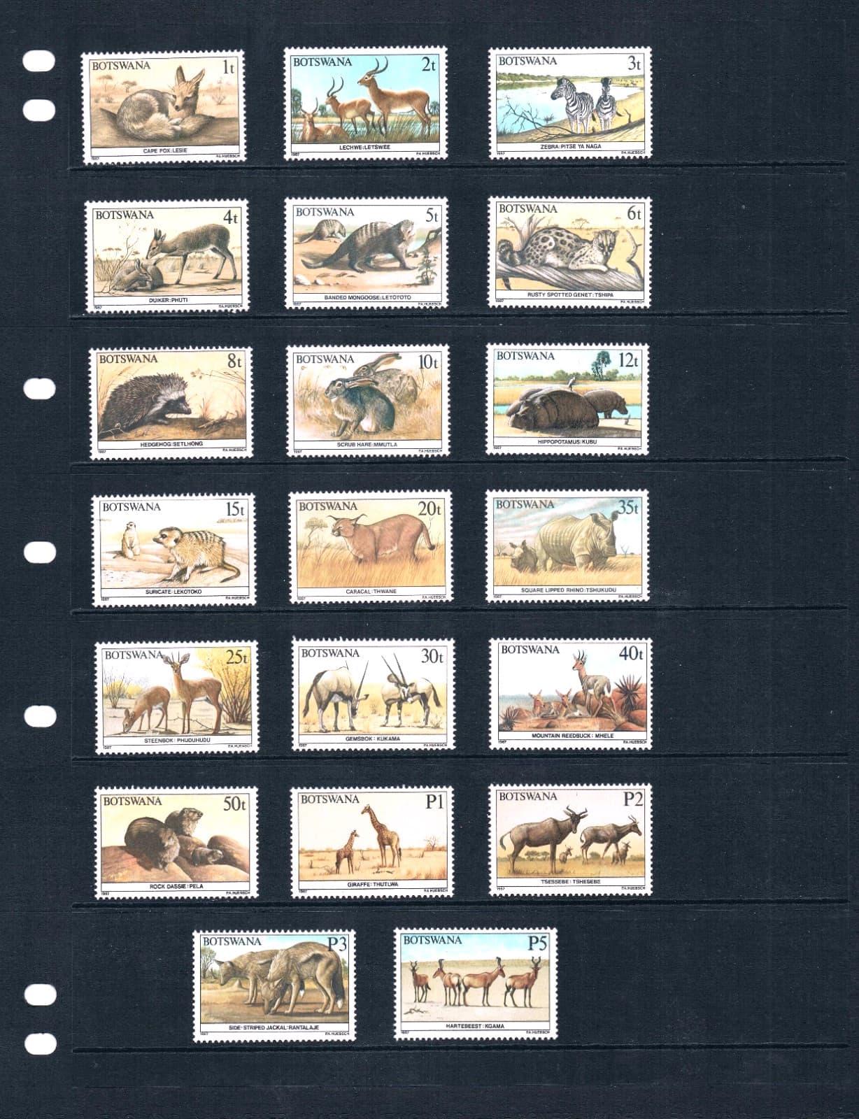 $44.65 Scott Value - 1987 BOTSWANA African Wildlife definitives CV MNH NH UMM 2