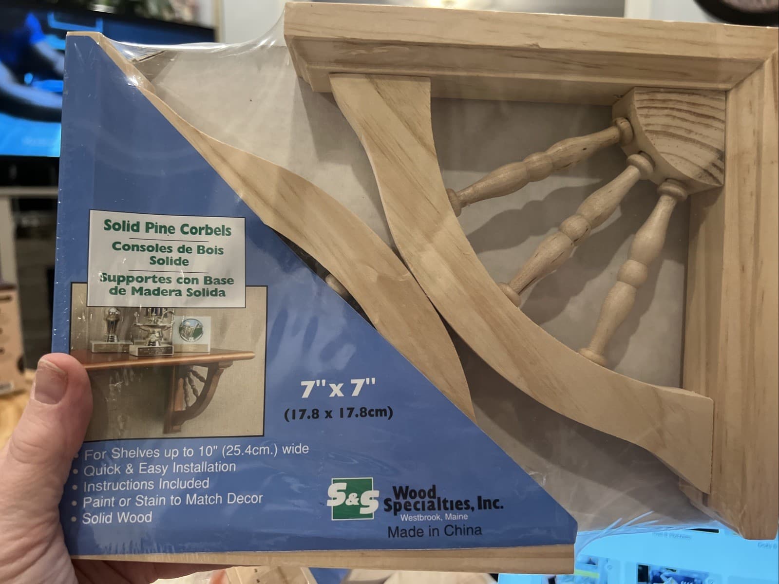 Wood Specialties Solid Pine Wood Corbels 7"x7" Shevles up to 10" NEW IN PKG