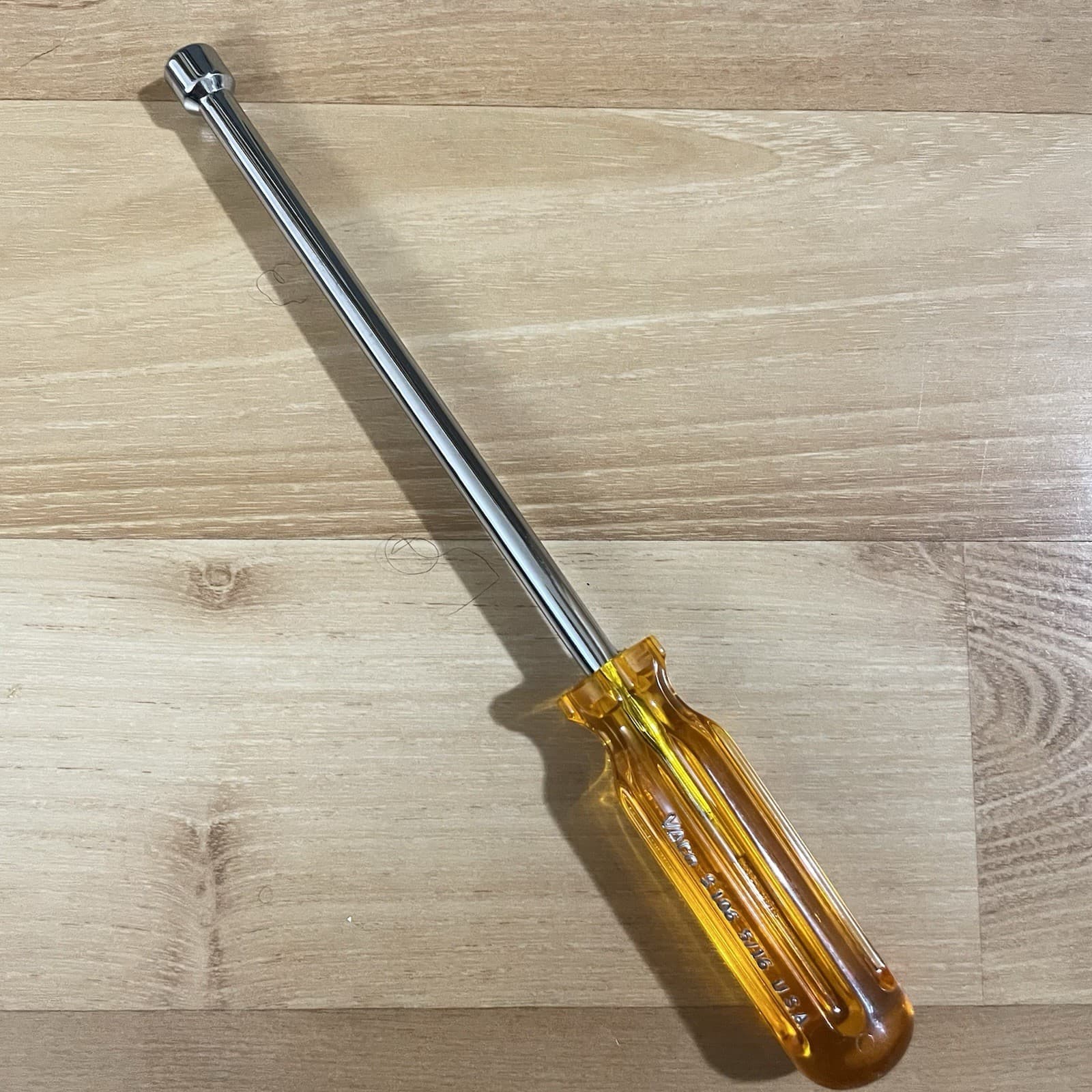 Vintage Vaco 5/16" Nut Driver 6" Hollow Shaft S106 Orange Handle 9 5/8” OAL USA