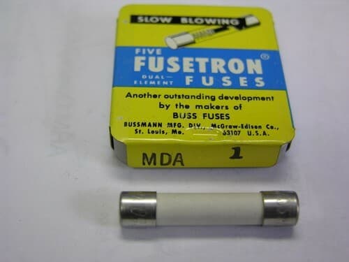 5 Bussmann Fusetron MDA-1 1A 250V Ceramic Time Delay Fuses