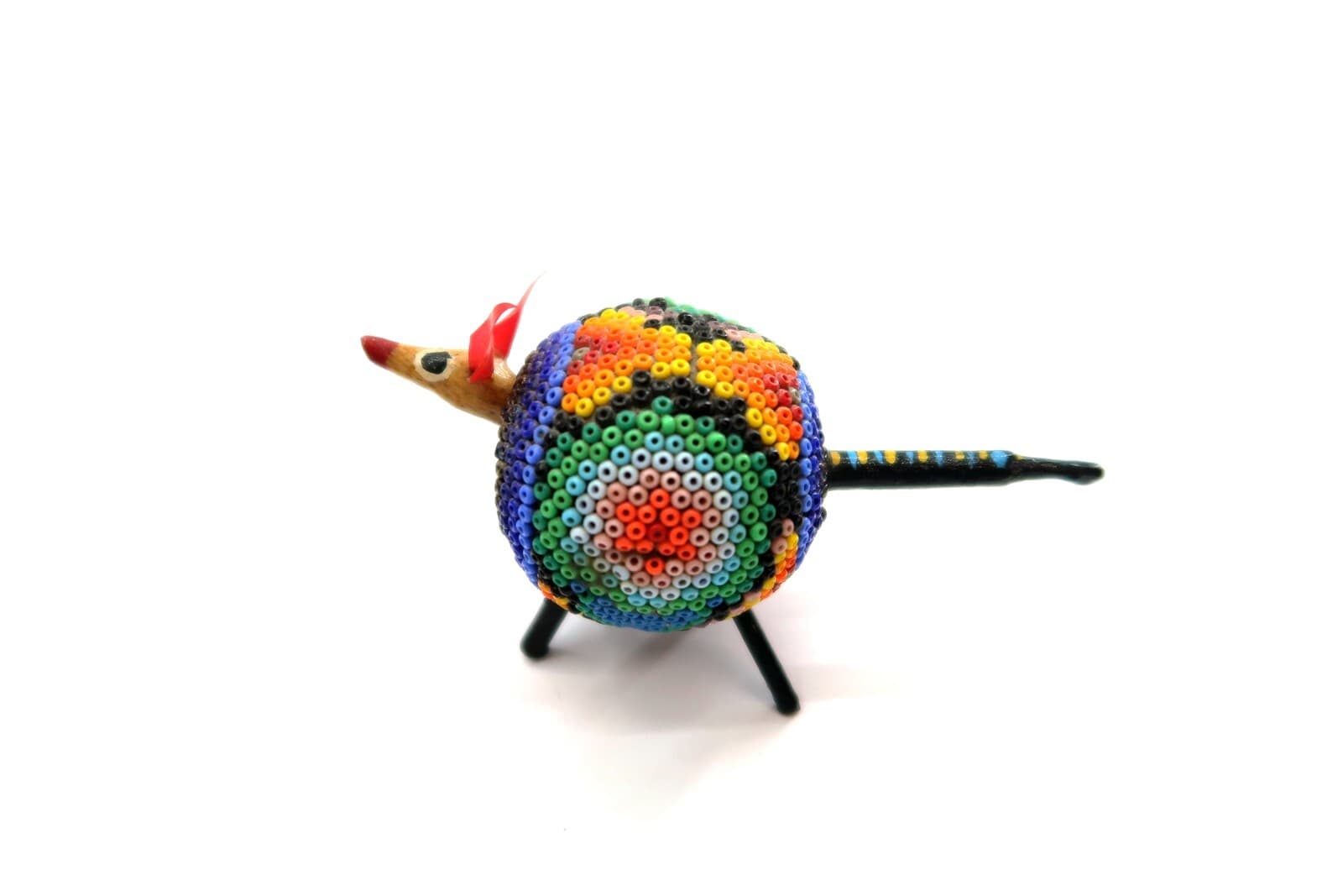 Peruvian Ornate Beaded Gourd Folk Art from Peru BOWL and Dog NODDER  5