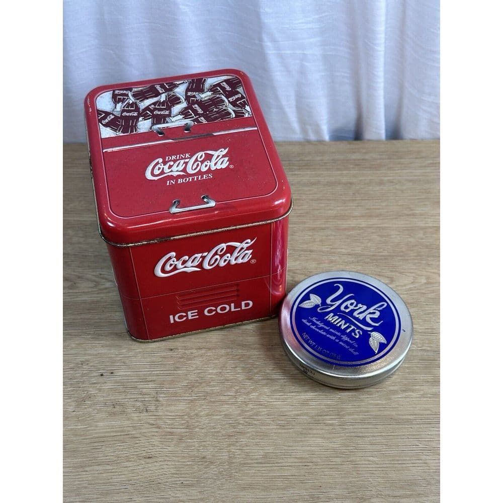Coca Cola Tin Container Cooler Drink Coke In Bottles York Peppermint Sm Tin 4