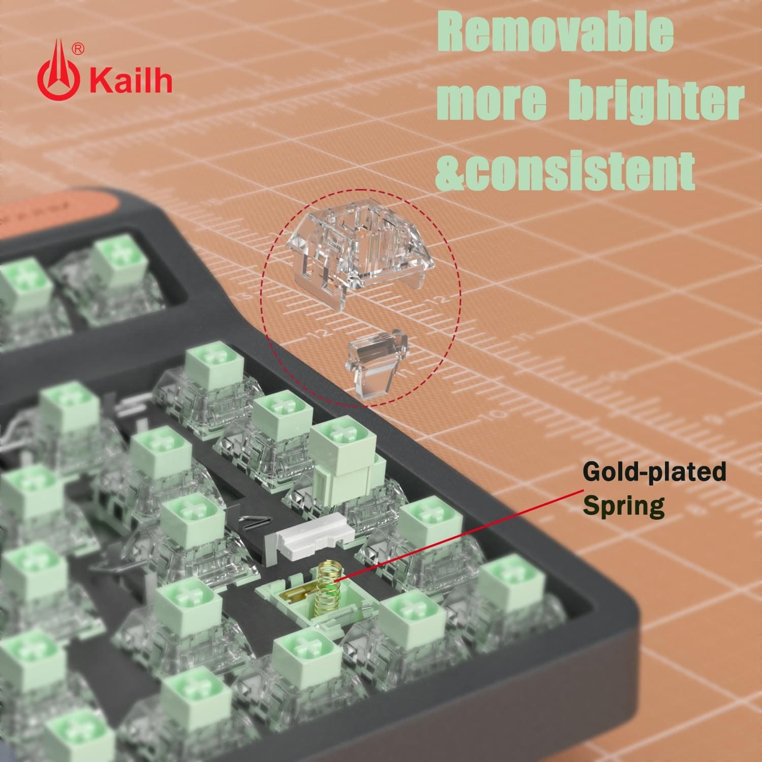 Kailh Box Jade Pro+ Switches for mx Mechanical Keyboard3-Pin 55gf/Thick Click... 4