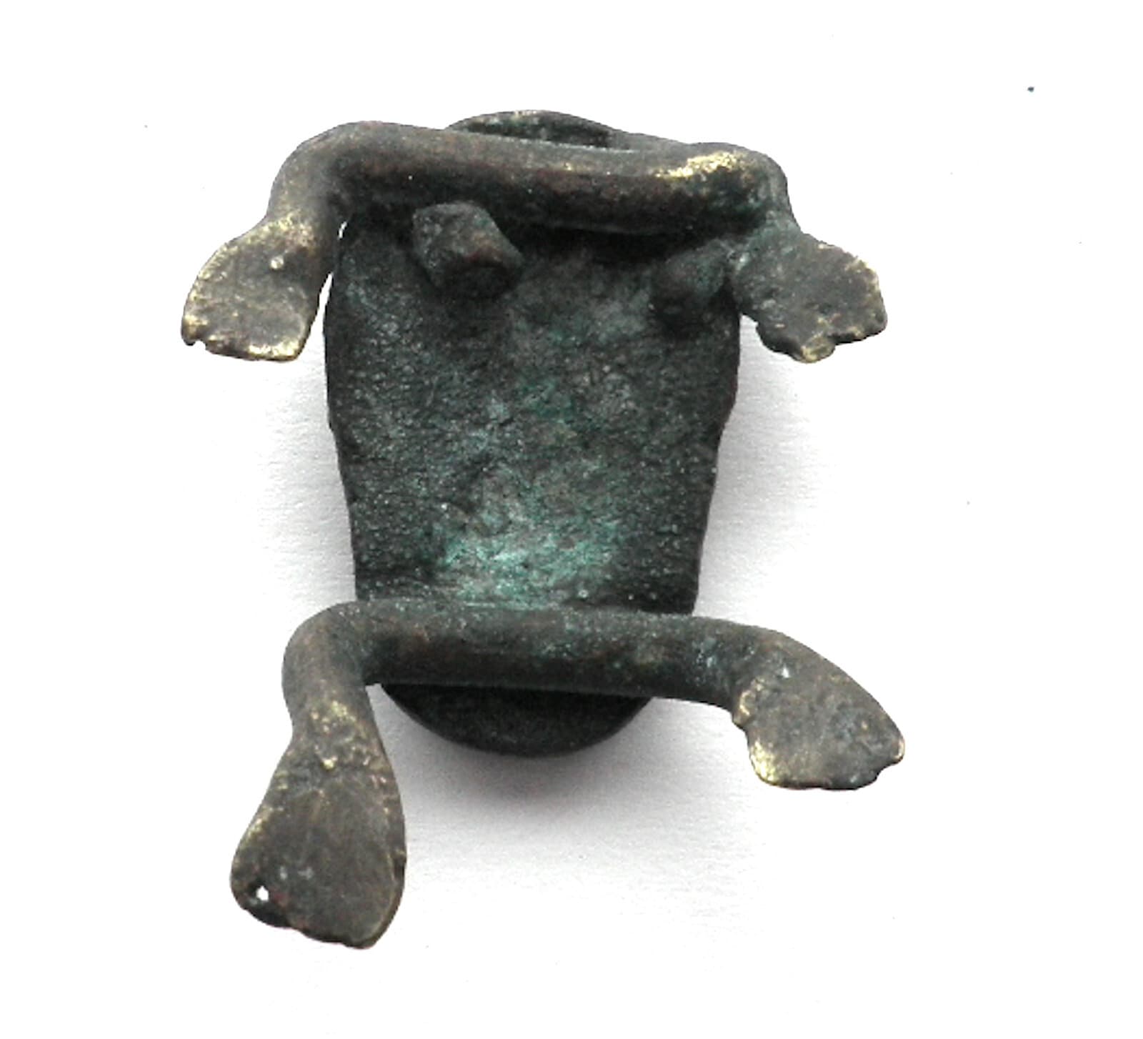 ANTIQUE AFRICAN ASHANTI AKAN FROG GOLD WEIGHT 1700-1900 AD Brass 15.5g. 5