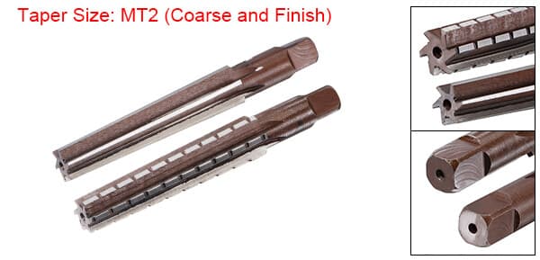 2pcs MT2 Morse Taper Reamer Coarse and Finish Set H8 Alloy Tool Steel 6 Flutes 2