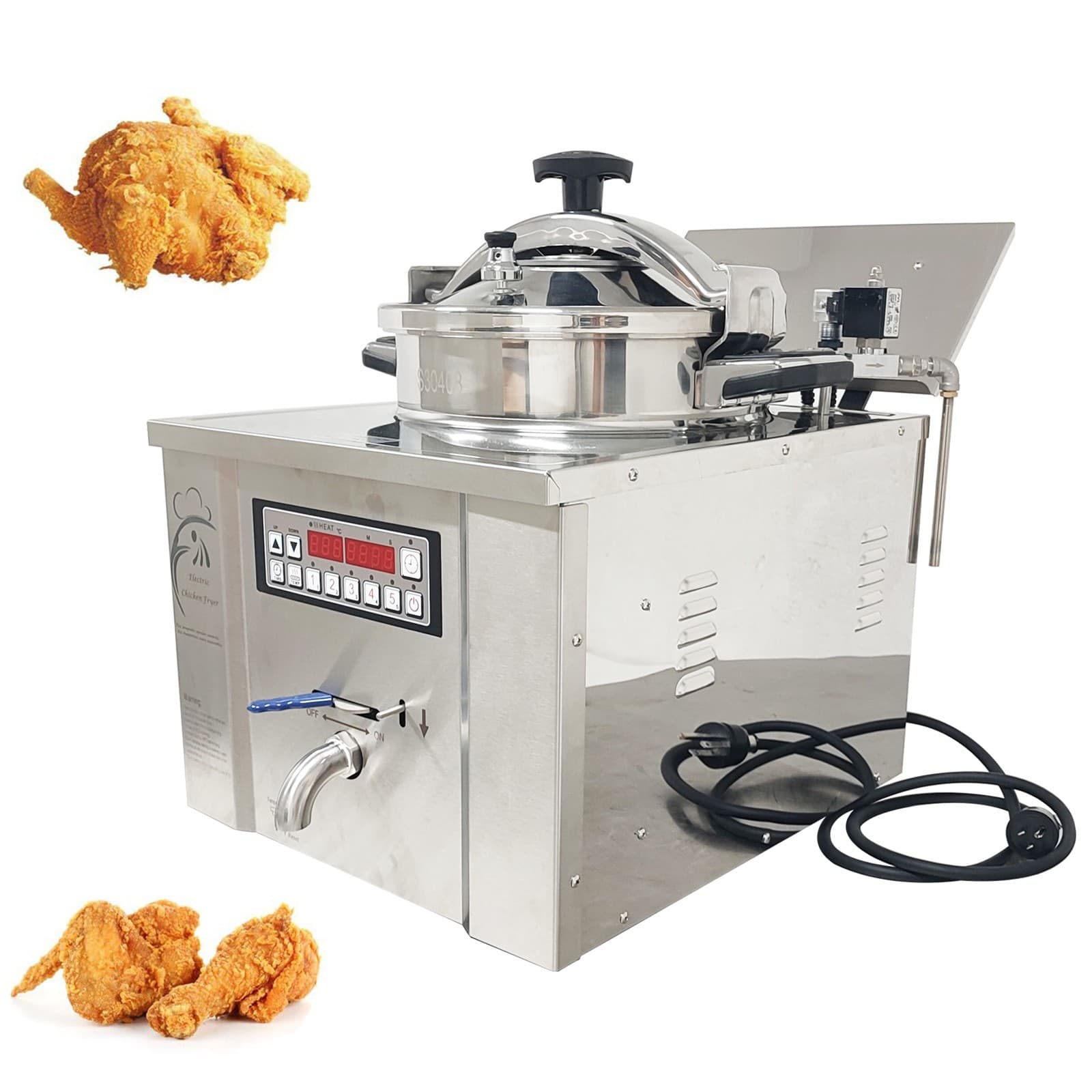220V 22L Numerical Control Fried Chicken Stove Stainless Steel Pressure Fryer