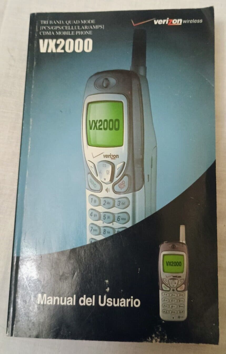 English / Spanish User Guide / Manual For LG VX2000 (Verizon) Cell Phone 2