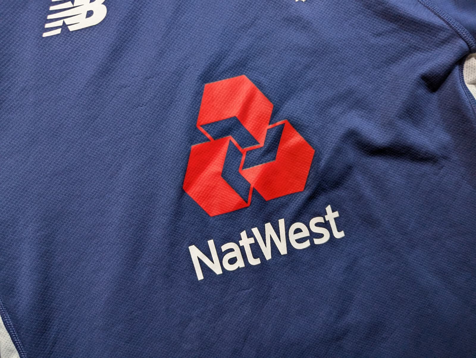 England New Balance Navy Blue White Cricket Training Shirt NatWest mens size M 4
