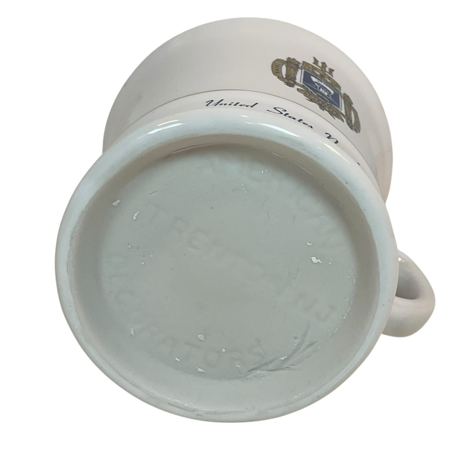 Vintage UNITED STATES NAVAL ACADEMY Ceramic Coffee MUG Cup Vintage Golden Crest 6