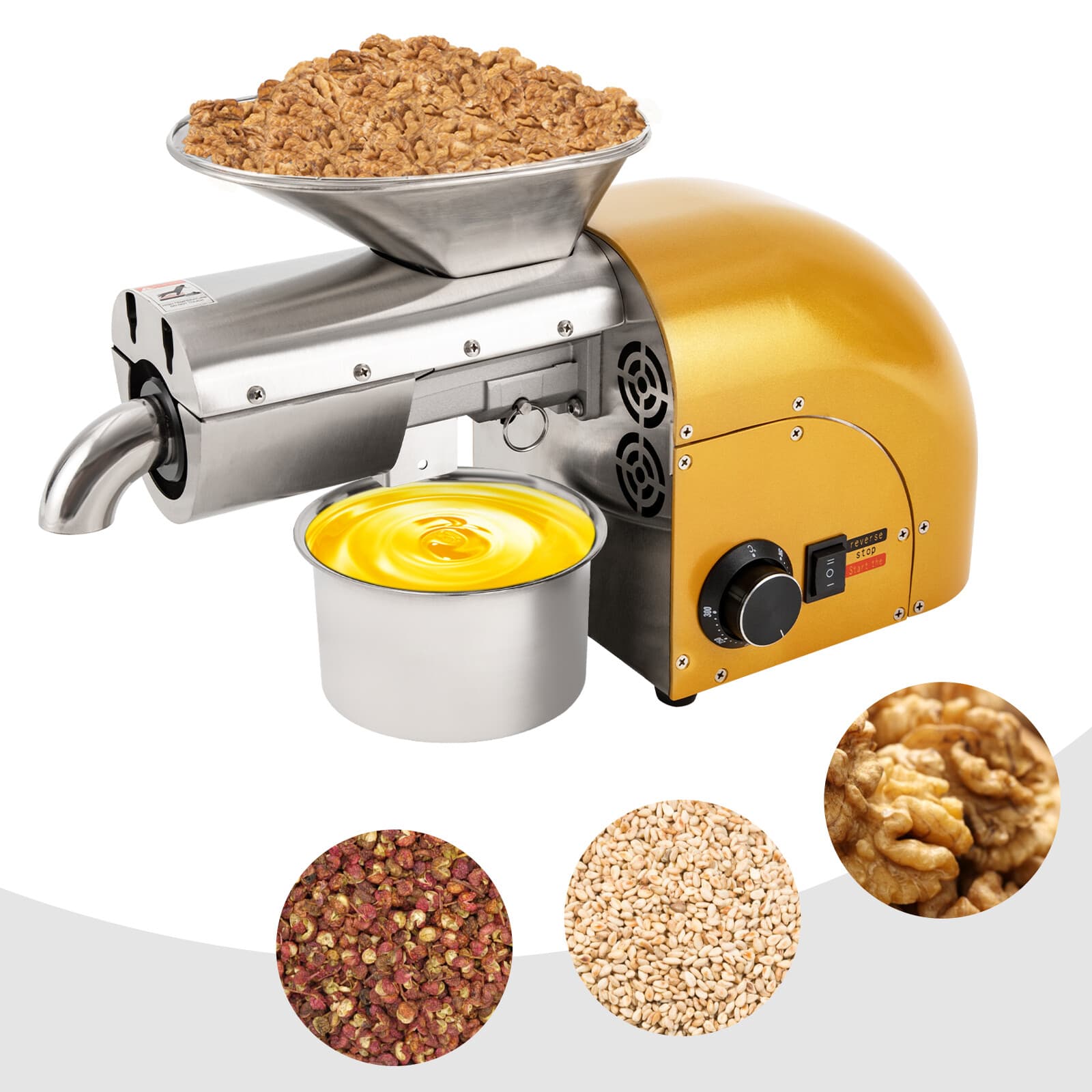Bean Oil Press Machine Cold & Hot Press Machine Nut Seeds Oil Extractor 1800W 2