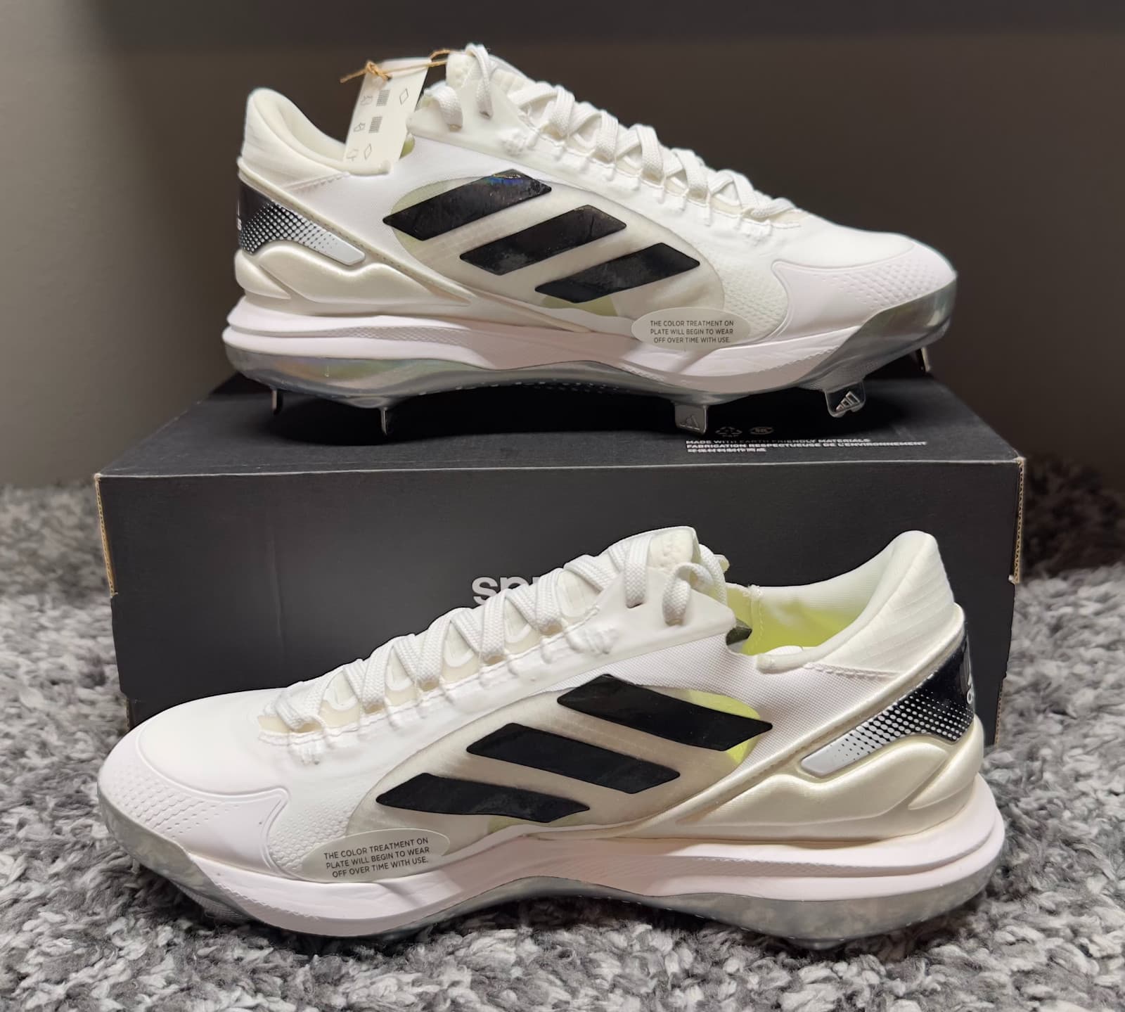 Adidas Softball Cleats Womens Size 9 White PureHustle 2 Elite Metal Spike 2