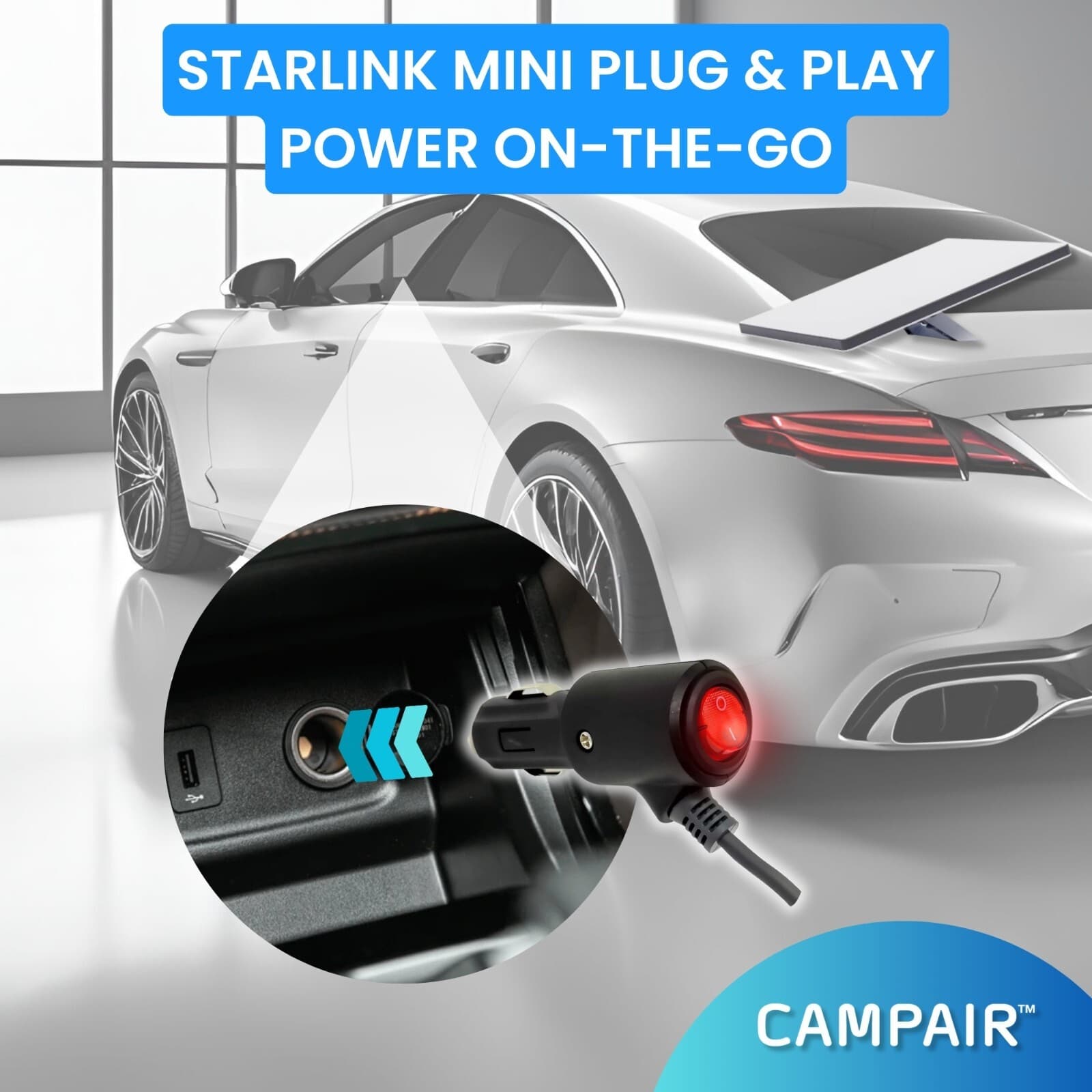 Starlink Mini 12V / 24V Power Car Adapter - 10FT - 16AWG Heavy Duty, With Switch 2