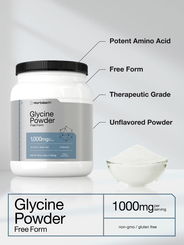 Glycine Powder | 3 lbs | Unflavored Powder | Vegetarian, Non-GMO | by Horbaach 3