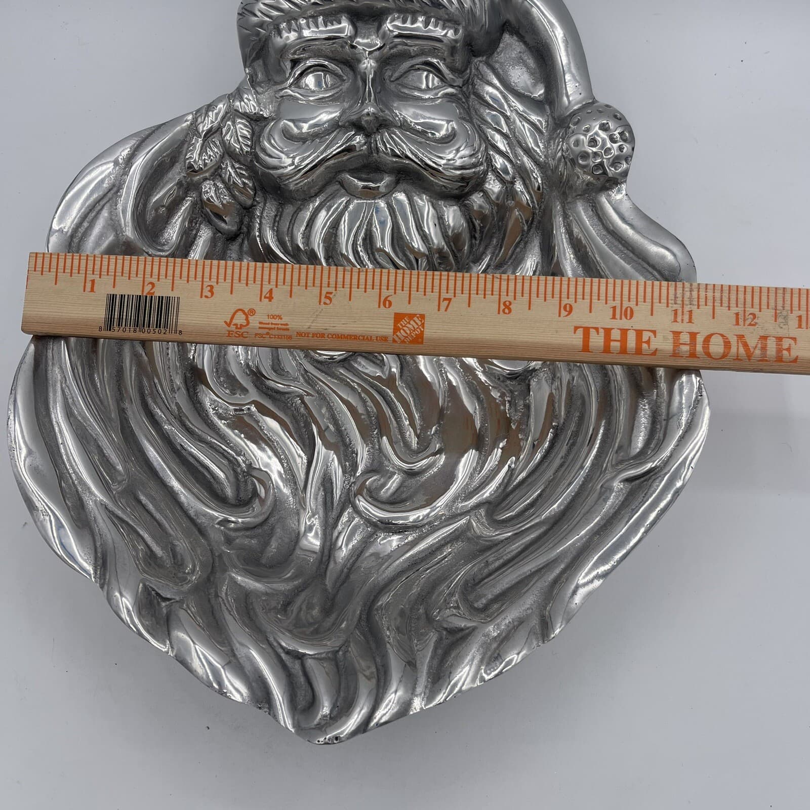 Vintage Detailed Metal Santa Claus Face Christmas Dish Made By Autumn End 11x15 2