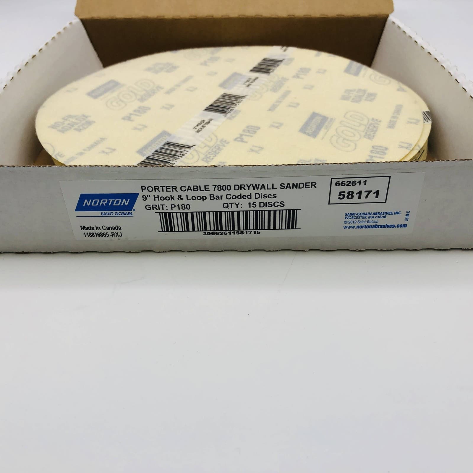 Norton 66261158171 Sanding Discs 9" Hook & Loop P180 Porter Cable 7800 15pk 2