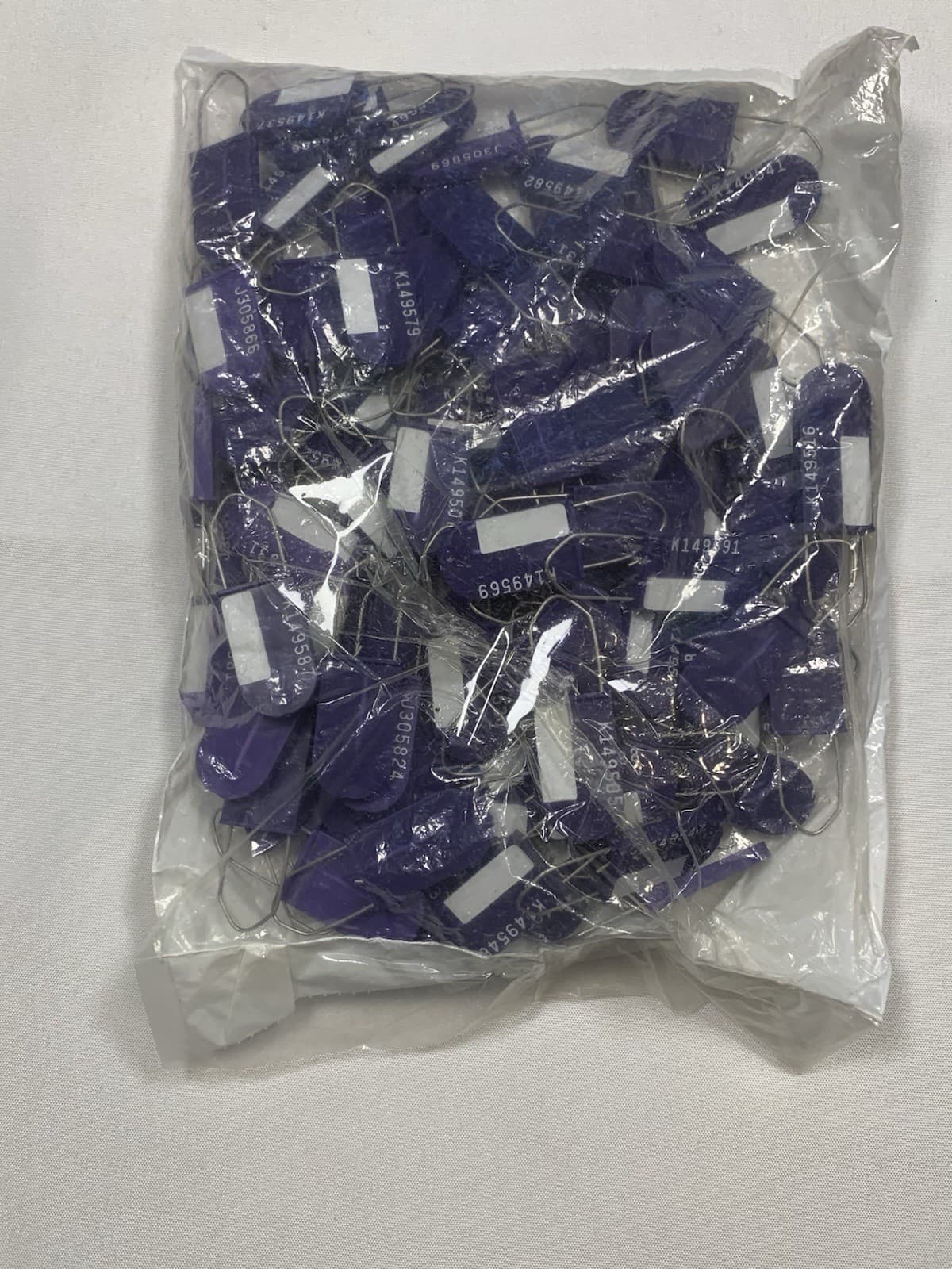 Budco Padlock Metal Wire Security Seal Hasp Tag Pk of 100 (PURPLE) W/ Panel 2