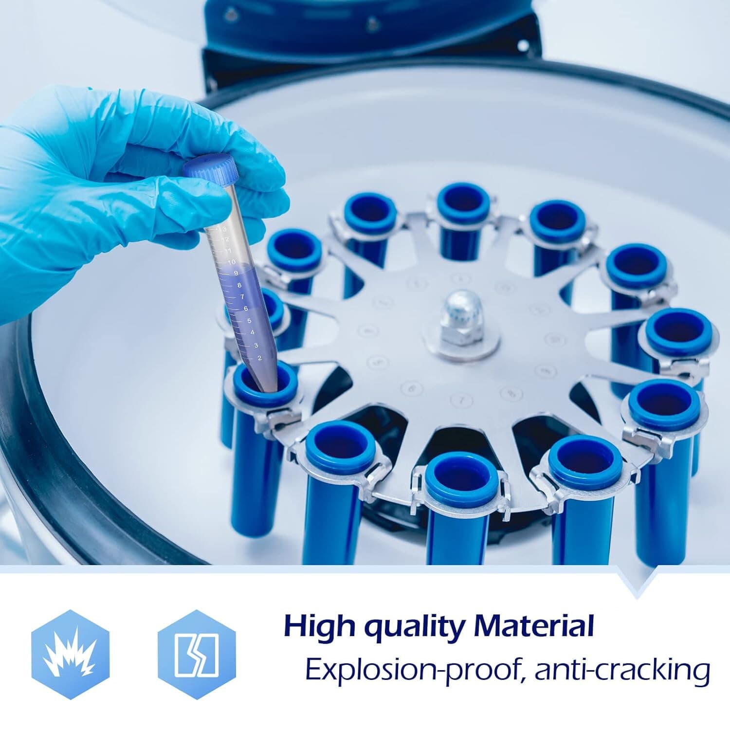 15mL Centrifuge Tube with Blue Flat Top Screw Cap,Conical,Sterile,PP Test Tubes 6